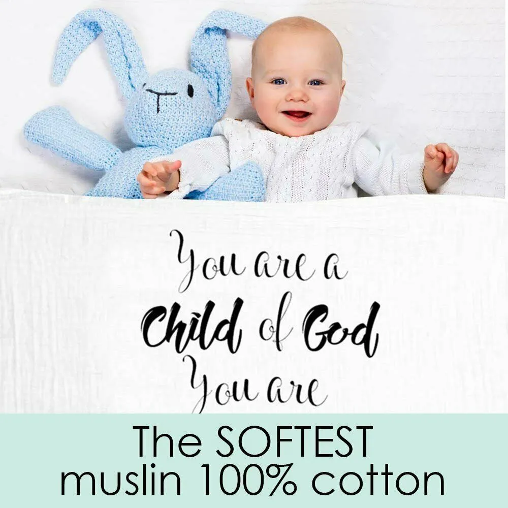 White Muslin Baby Swaddle Blanket Psalm 139 Child of God for Christening Baptism Baby Shower as a gift 201113