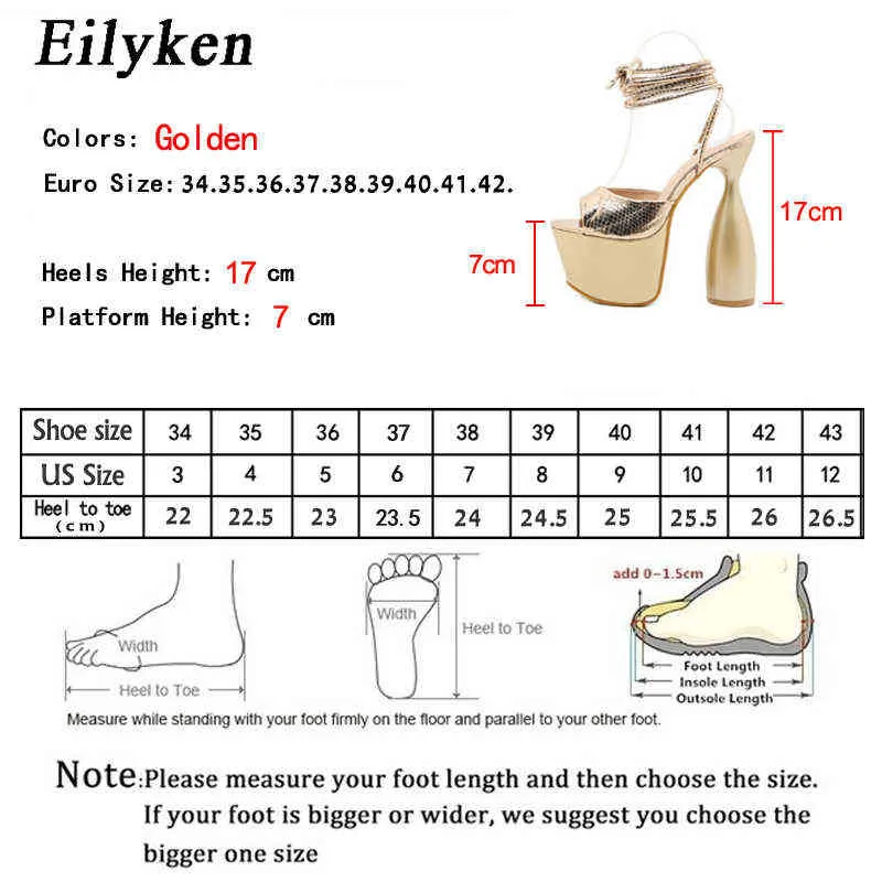 Sandales Eilyken femmes plate-forme sandales mode serpent imprimé PU cuir Peep orteil bride à la cheville à lacets étranges talons hauts chaussures de fête 220310