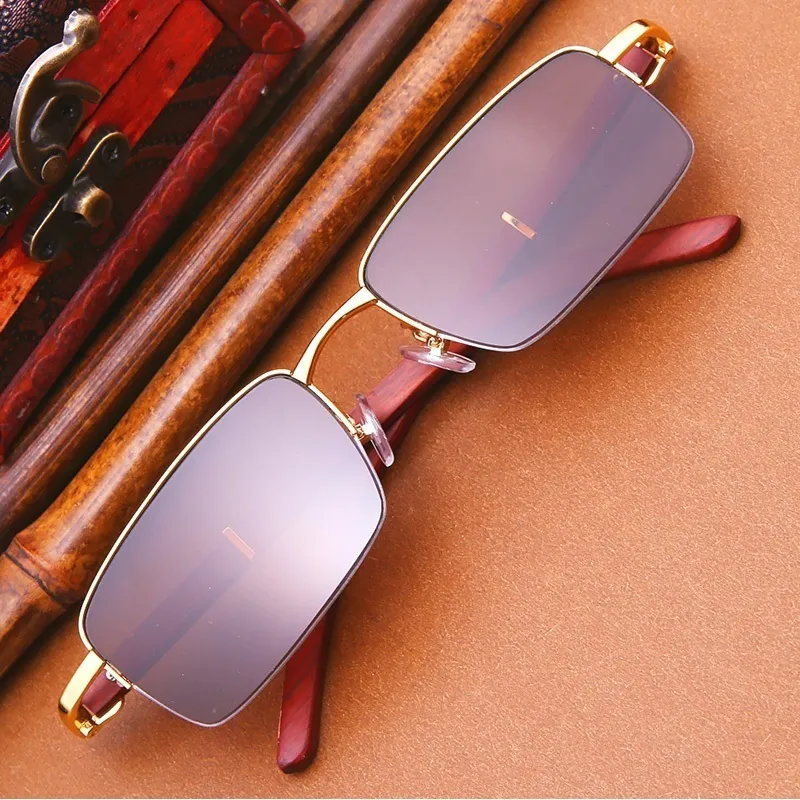 النظارات الشمسية الزجاجية الكاملة للرجال الرجال نساء إطار خشبي حقيقي الكريستال كؤوس بنية مضادة للعين حماية جافة من الوهج UV402655