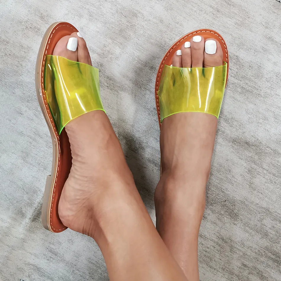 2020 nouvelles femmes EVA pantoufles plage gelée diapositives été cristal Transparent sandales chaussures en plein air sans lacet femme mode chaussures X1020