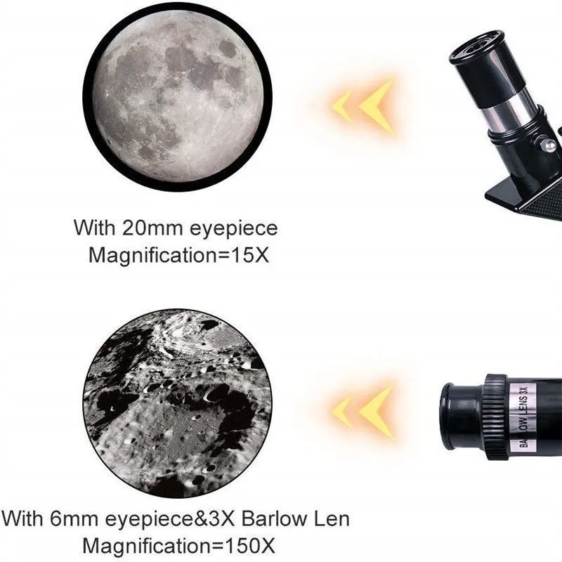 150X astronomisches Teleskop mit tragbarem Stativ, refraktives Raum-Monokular-Zoom-Spektiv zum Beobachten von Mond und Sternen 2202252179611