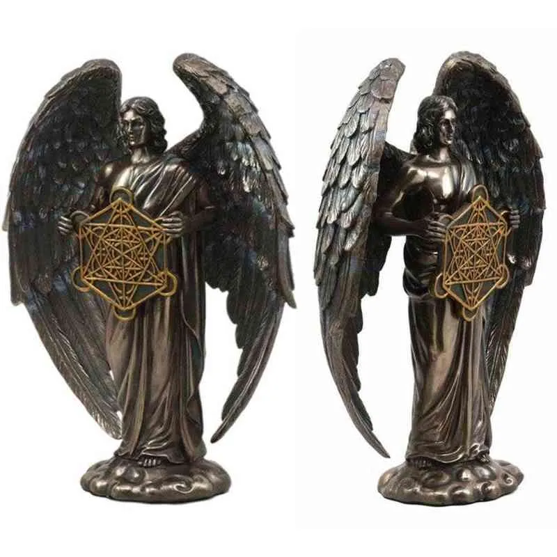 Séraphin bronzé ange gardien à Six ailes avec épée et Serpent grande Statue Statues en résine décoration de la maison 211229266G