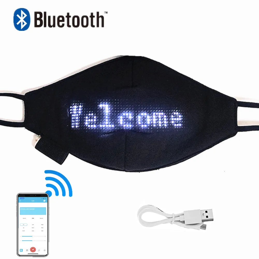 Bluetooth Programlanabilir Ayakkar LED Ekran Yüzü Unisex Müzik Partisi Noel Cadılar Bayramı Aydınlatma Maskesi 1SJM237B