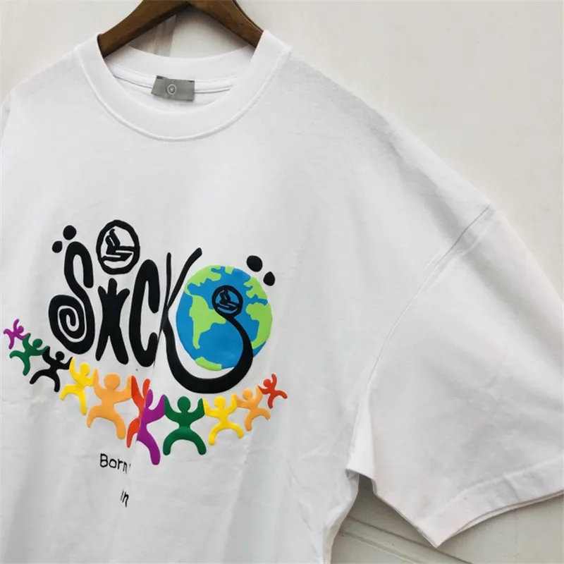 Summer Bubble Print Sicko Globe T Shirt Men Women Quality Thick Fabric Cartoon Personality Casual Short Sleeves4809828