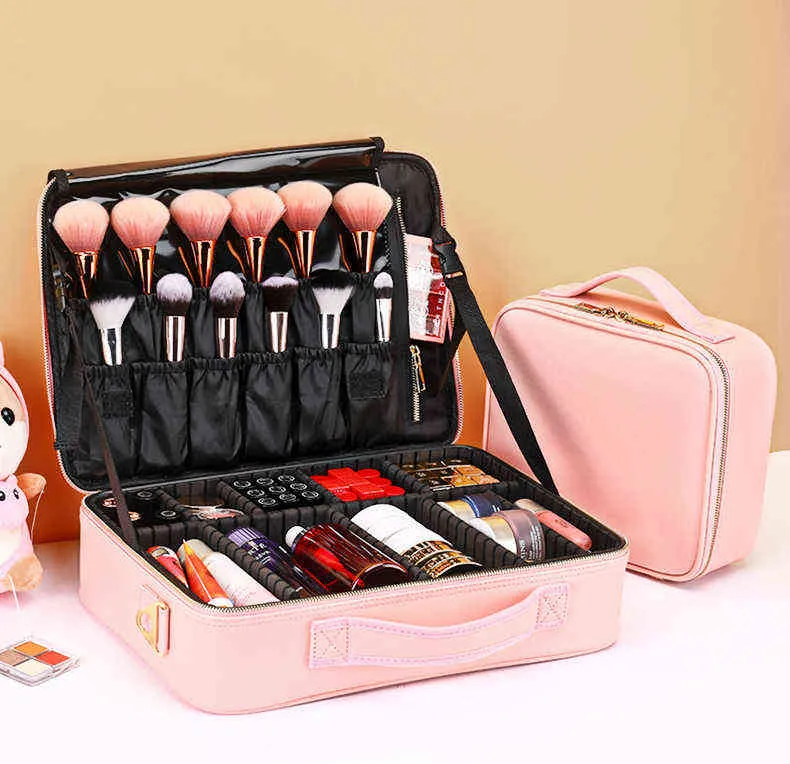 Borse cosmetici Nxy Nuova borsa il trucco Custodia kit di tatuaggi da viaggio professionale di grande capacità da donna 220303