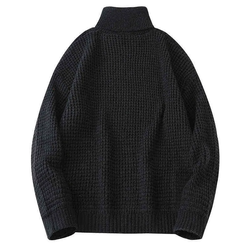 Huncher hommes tricoté pull à col roulé hommes hiver décontracté surdimensionné Vintage pull mâle coréen mode chandails pour hommes 220108