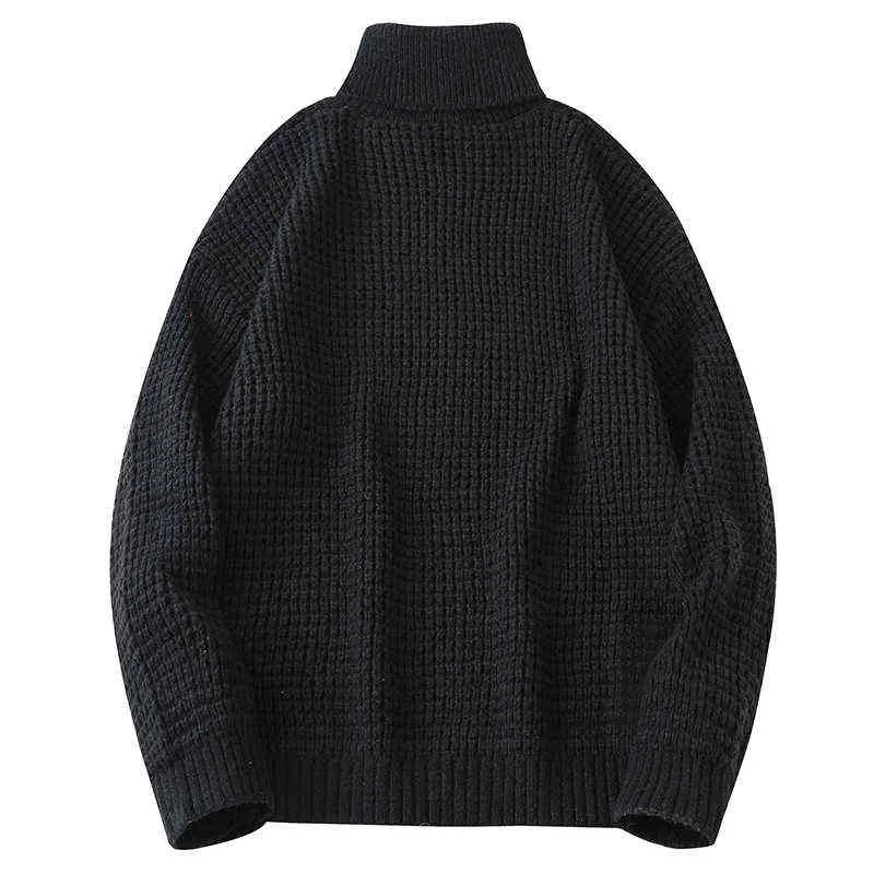 Huncher Mens Sticked Turtleneck tröja män Vinter Casual överdimensionerad vintage jumper manliga koreanska modesängare för män 220108