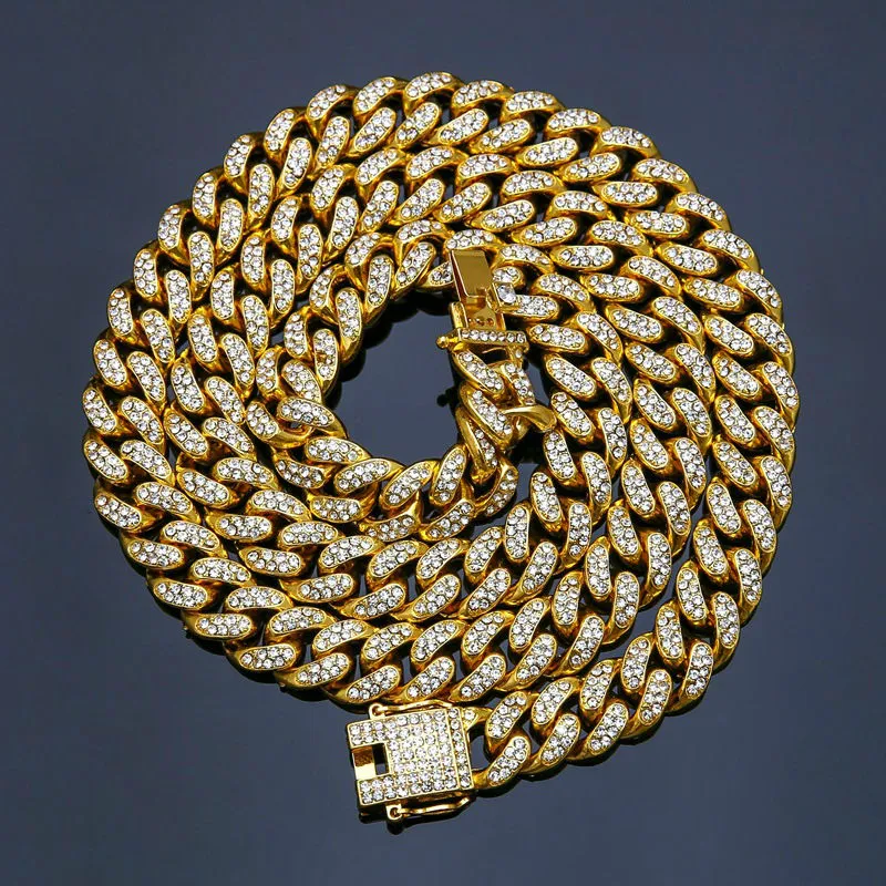 gioielli da uomo firmati Oro 14K Miami Cuban Link Curb Catena 14MM collana da donna da uomo Vera durevole anti-appannamento placcato181b