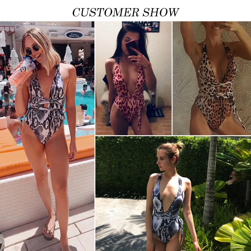 Monokini Bandage garnitury Leopard Thong Bikini 2020 Seksowne stroje kąpielowe Kobiety Bodysuit Push Up Swimsuit Suit Nowy T200708