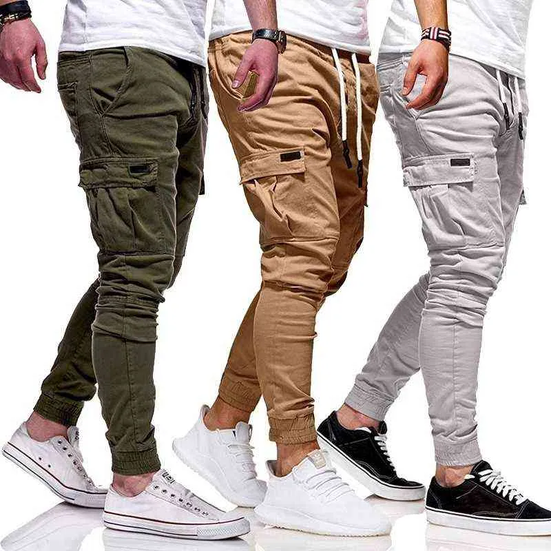 Männer Herbst Dünne Baumwolle Casual Hosen Hosen Dünne Jogger Hosen Cargo Hosen Mode Männer Kordelzug Hosen Dünne Jogginghose Männer H1223