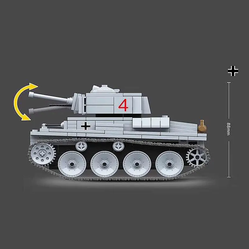 Technic LT-38 Light Tank Building Blocks Compatible Military Army City Soldier Police Figures Weapon Bricks Sets Gift Toy C215R