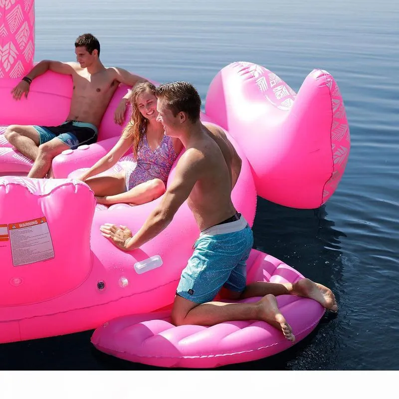 Fits Seven People 530cm Giant Peacock Flamingo Unicorn Inflatable Boat Pool Float Air Mattress Swimming Ring Party Toys boia226x