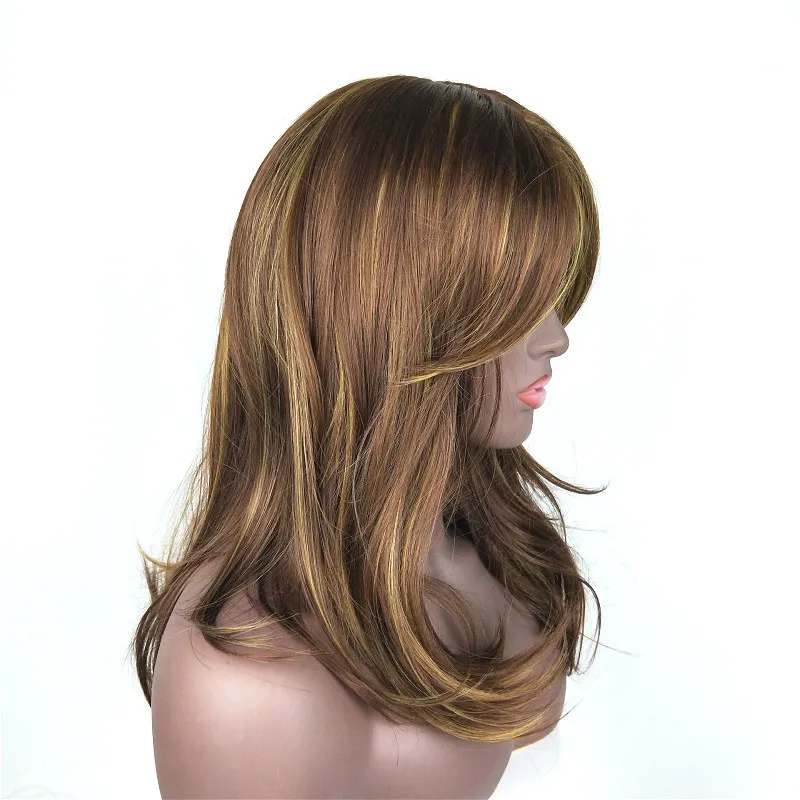黒と白の女性Perruques K18のための45cmの巻き巻きの合成のかつらシミュレーションの人間の髪のかつらのヘアピース