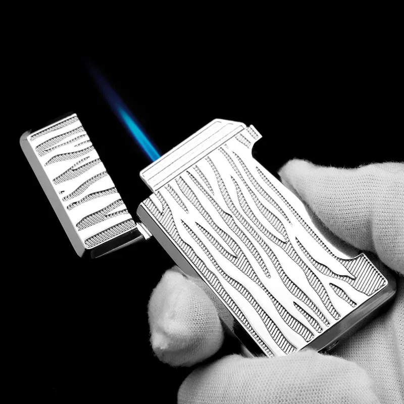 Fackla lättare vindtät återfyllningsbar butangasstråle -fackla tändare metall cigarr lättare gåva till vänner238k8946112