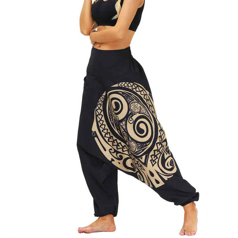 Pantaloni Harem Yoga Aladdin Boho Boho Gypsy Hippie larghi con fondo elastico in vita con fondo abbassato donne e uomini H1221