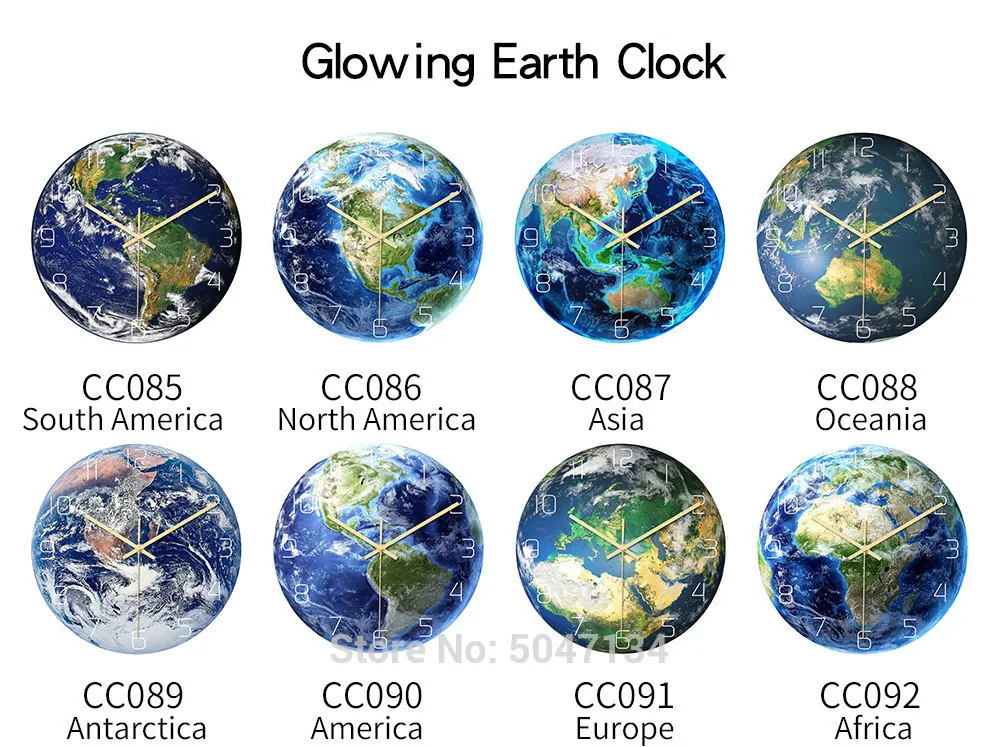 Mute Sweep Glowing Earth Clock Horloge murale Glow dans les autocollants muraux sombres lumineux pour enfants Chambre de bébé Chambre Décor Planètes Glow Y200109