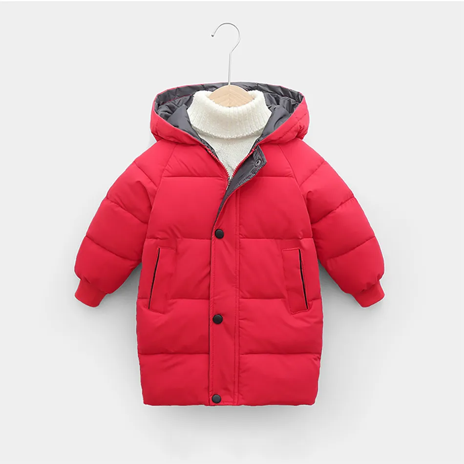 Kinder Daunenmantel Winterjacke für Baby Jungen Mädchen Baumwolle gefütterte Parka Mäntel verdicken warme lange Jacken Kinder Oberbekleidung LJ201203