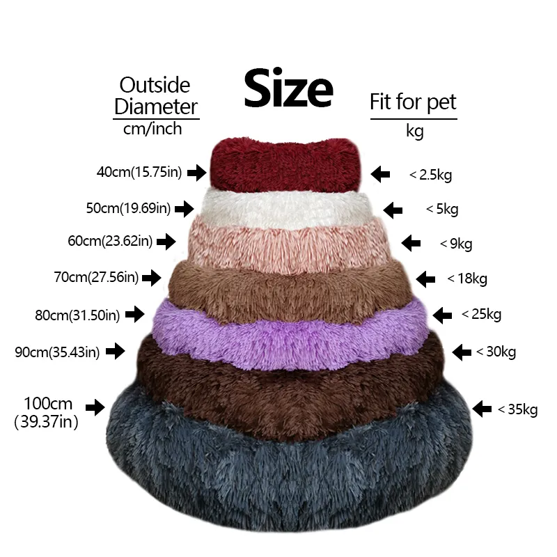Round Dog Bed House Soft Long Plush Pet Doggie House Bed For Dogs Basket Pet Products Cushion Puppy Bed Mat House Animals Sofa LJ201201