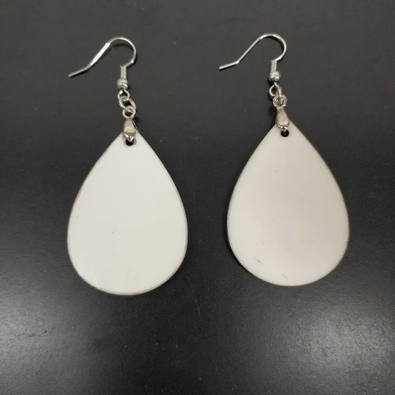 Sublimation Earrings Blank White Pendants Drop DIY Dangler Leaf Manual Handwork For Valentines Day Gifts w-00566