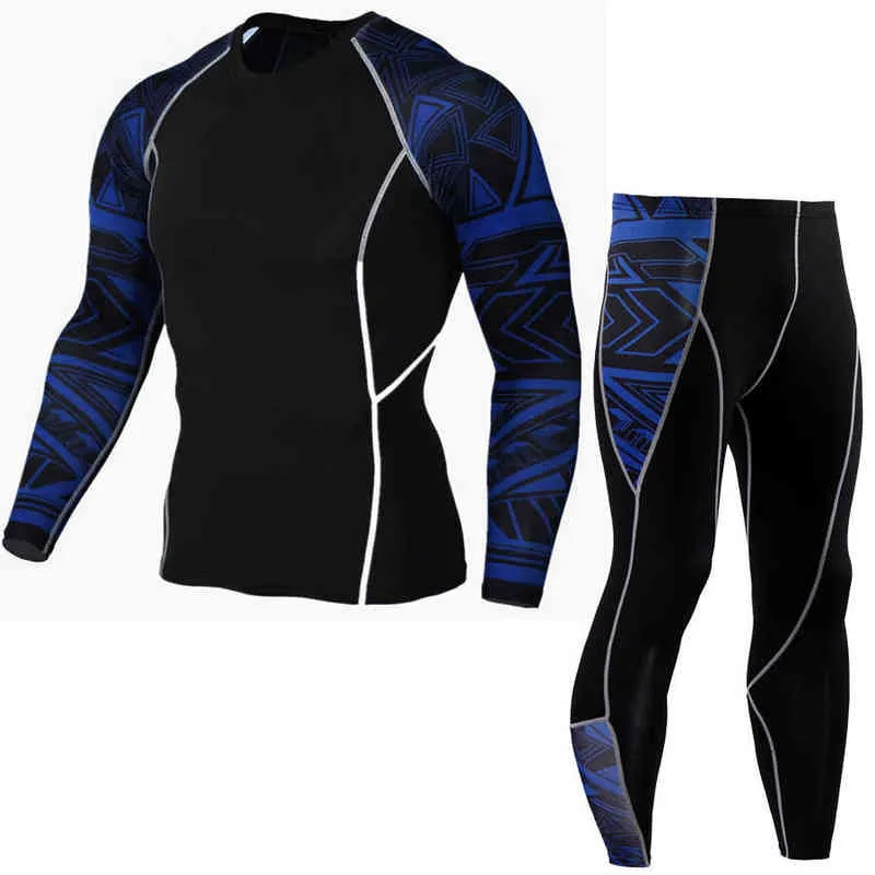 Winter Heren Thermische Ondergoed Lange Mouwen Fitness Panty Sportkleding Compressie Elastische Track en Veld Running Wear 211220