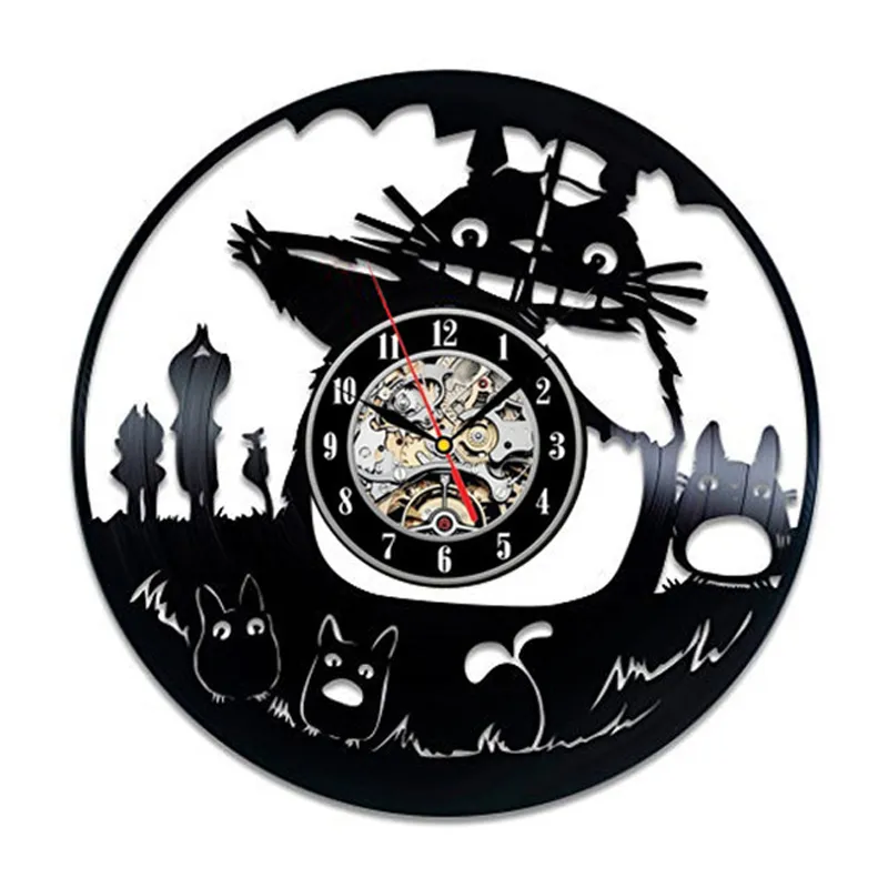 Studio Ghibli Totoro horloge murale dessin animé mon voisin Totoro disque vinyle horloges montre murale décor à la maison cadeau de noël pour les enfants Y226c