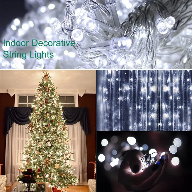 Outdoor string lights 20m 200LED decorative indoor lights with 8flash modes 220V fairy light for Christmas garden party wedding Y24417762