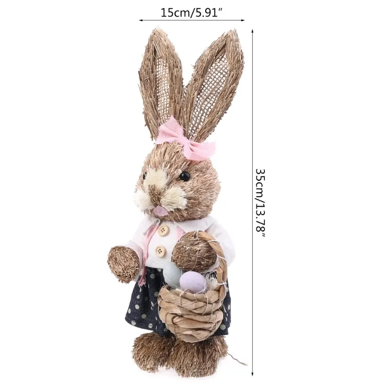 OOTDTY 14 styles paille artificielle lapin mignon lapin debout avec carotte décoration de jardin de maison fournitures de fête à thème de Pâques 220210