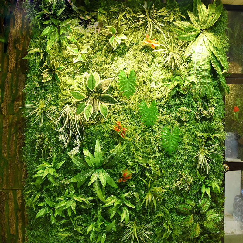 2MX1M Pannelli a parete della parete della pianta artificiale Pannelli a parete di plastica verde foglie tropicali foglie di decorazione la casa matrimoni fai da te T2007035589113