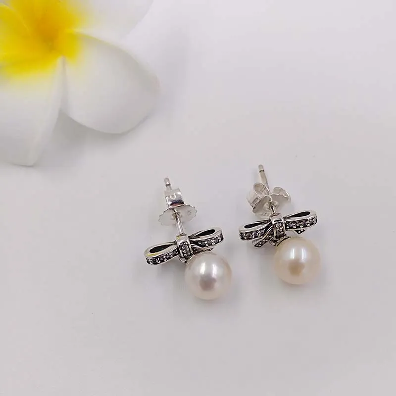 Joyería de diseño Auténtica Plata de Ley 925 Sentimientos Delicados Pendiente de Perla Blanca Pendientes P Mujeres de Lujo Vale8549481