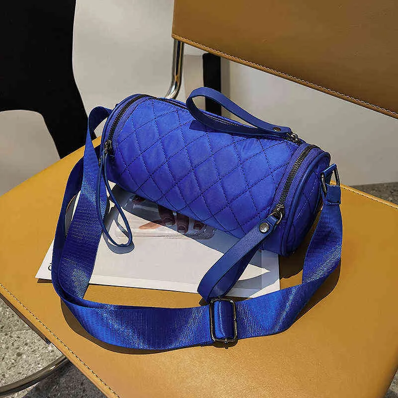 Sacos de compras Monnet cauthy verão novo para mulheres moda casual crossbody cor sólida azul azul zíper preto meninas balde saco 220314