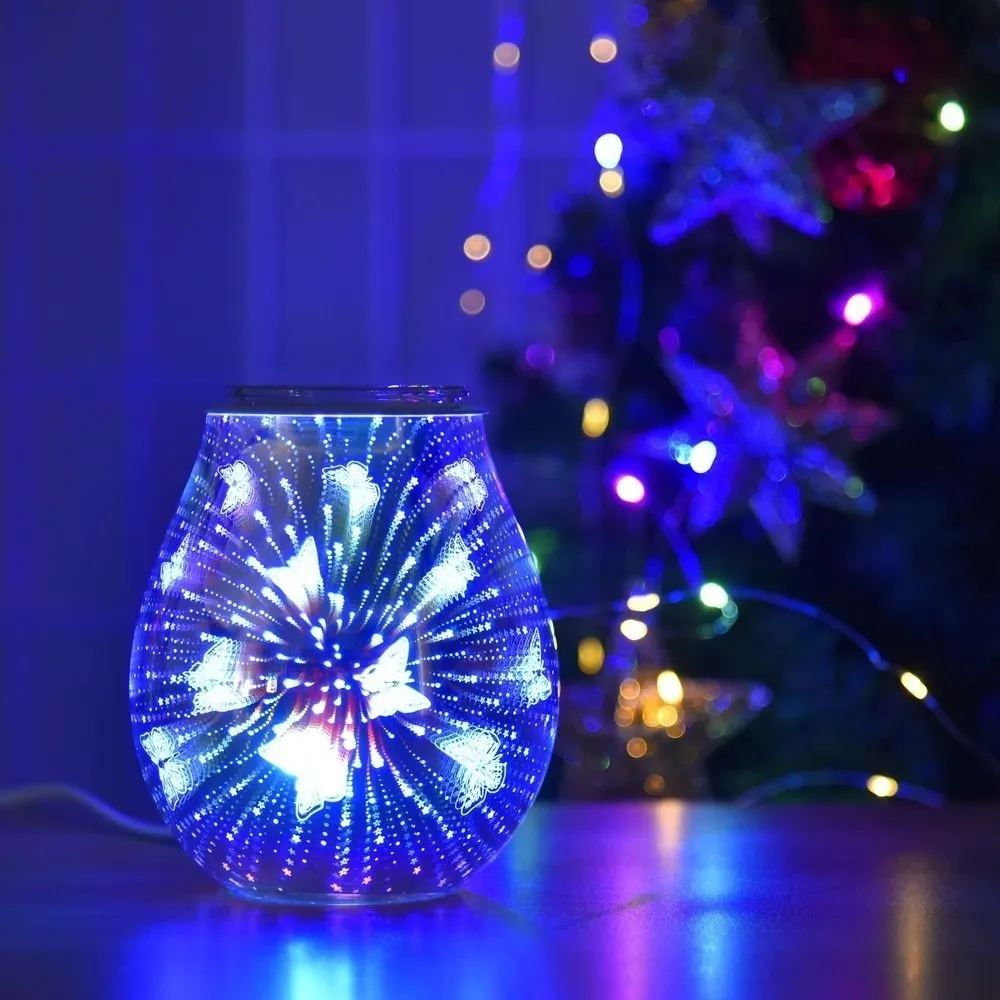 Oil Diffuser Electric Candle Warmer Glass Tart Burner Butterfly Effect Night Light Wax Melt Warmer Aroma Decorative Y20041196c
