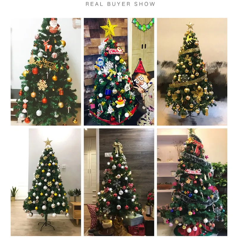 أشجار عيد الميلاد 60 سنتيمتر 90 سنتيمتر 1.2 متر 1.5 متر 1.8 متر 2.1 متر صغيرة كبيرة الاصطناعي شجرة عيد الميلاد زينة عيد الميلاد للمنزل قرية السنة الجديدة 201204