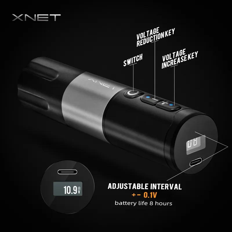 Tattoo Machine xnet Elite Wireless Pen Мощная мощность DC Motor Fast Зарядка 2000 мАч литиевой батарея для корпуса художника 220829