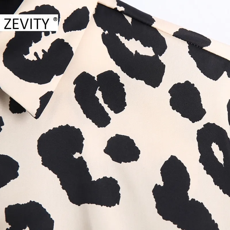 Zevity New Women Fashion Leopard Printing Casual SMOCK BLOUSE Office Laders Long Sleeve Business Shirts Chic Chemise Tops LS7291 201201