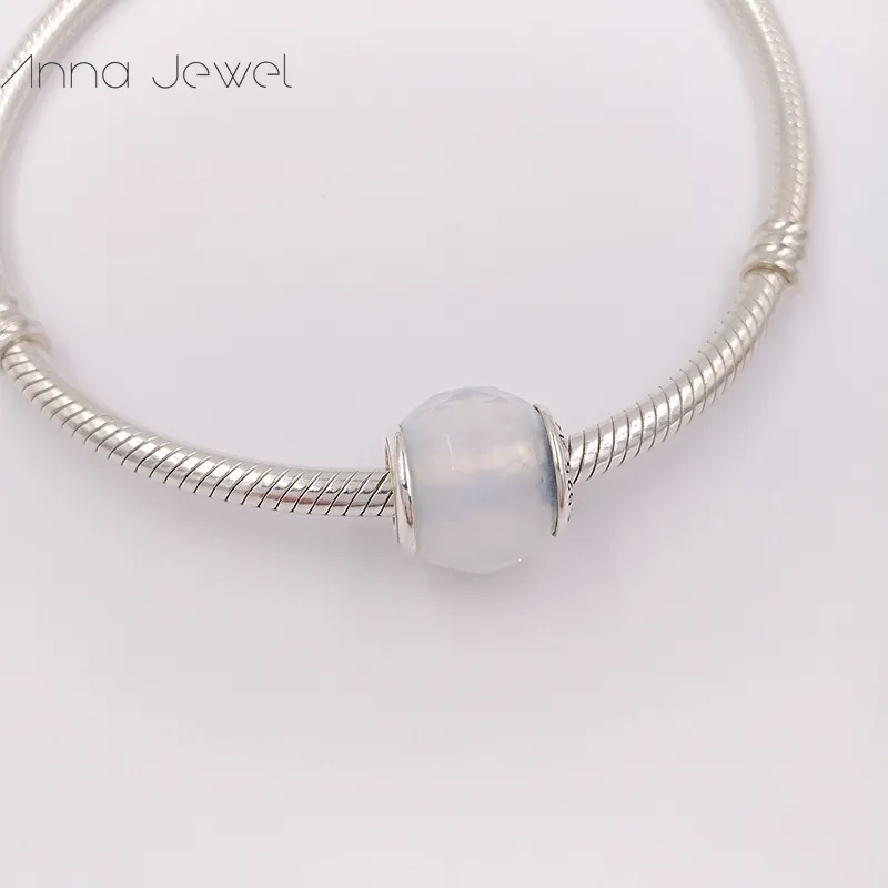 DIY Charm Armband Smycken Pandora Murano Spacer för armband gör Bangle Opalescent White Crystal Bead för kvinnor Män Födelsedaggåvor Bröllopsfest 791722Now