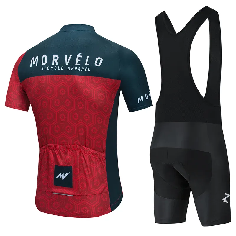 Black Morvelo Rower Team Krótkie rękawie Maillot Ciclismo Męskie Jersey Summer Yey Oddychanie Zestawy odzieży 220301275B