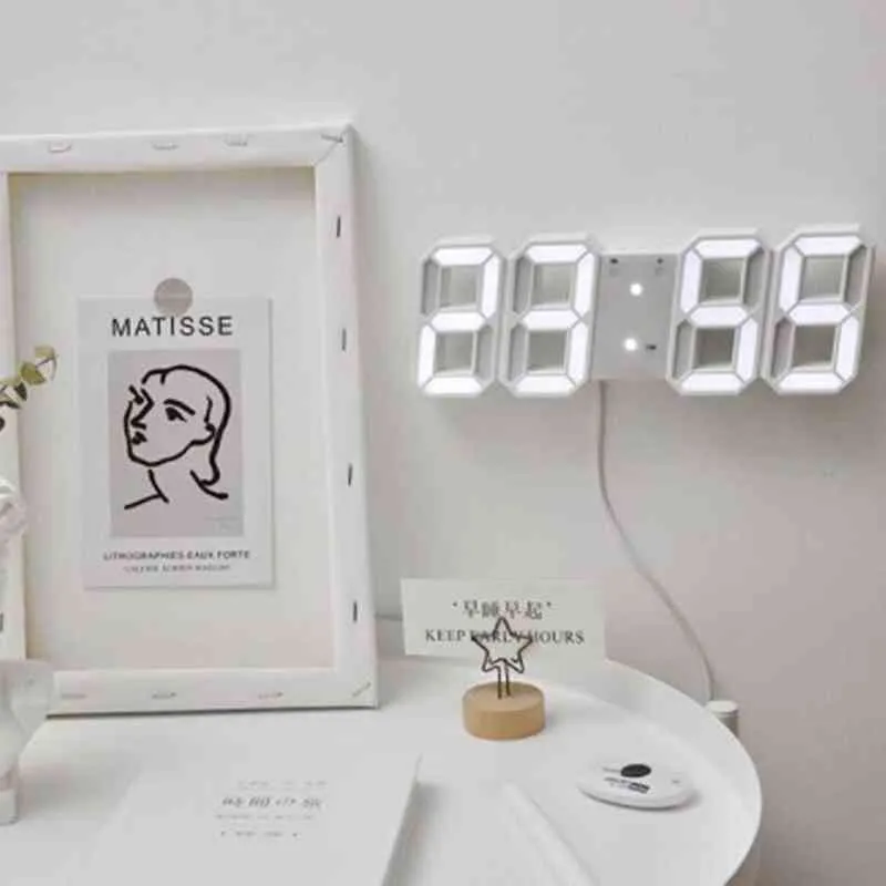 3D réveil veilleuse USB LED numérique horloge murale Table bureau réveil affichage horloge électronique décoration de la maison H1230