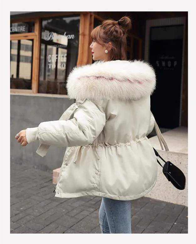 Manteau d'hiver femmes mode fourrure col capuche pais chaud coton-rembourr veste femmes grande taille femme vtement d' 201110