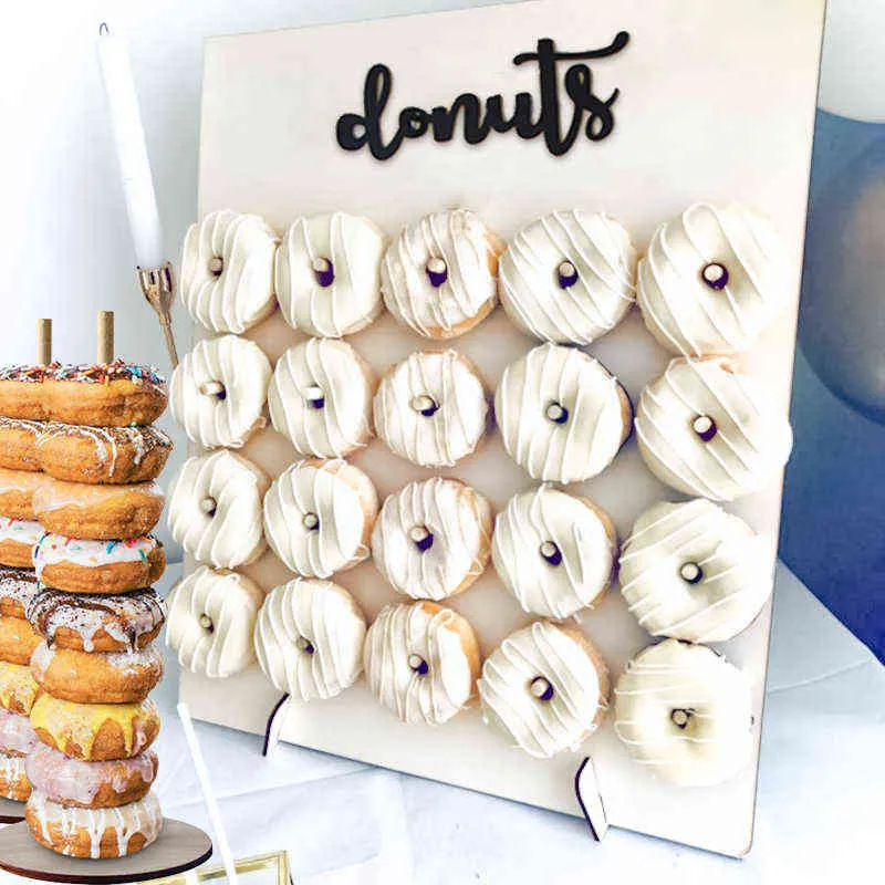 Donut Wall Wedding Decorations Candy Donut Bar Sweet Cart Table Decoration حفل زفاف ديكور دش الطفل دونات الجدار 211223225Q