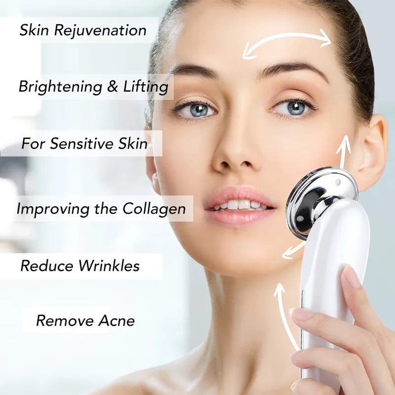 7 I 1 RFEMS LED-hudföryngring Skönhetsanordning Anti-aging Lyftning rynka Remover Micro Current Vibration Face Massage 220216