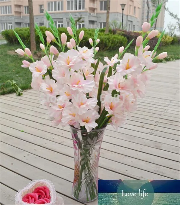 Whole-80cm de soie glaïeul fleur 7 Pièces de têtes fausse épée Lily pour les centres de table de fête de mariage.