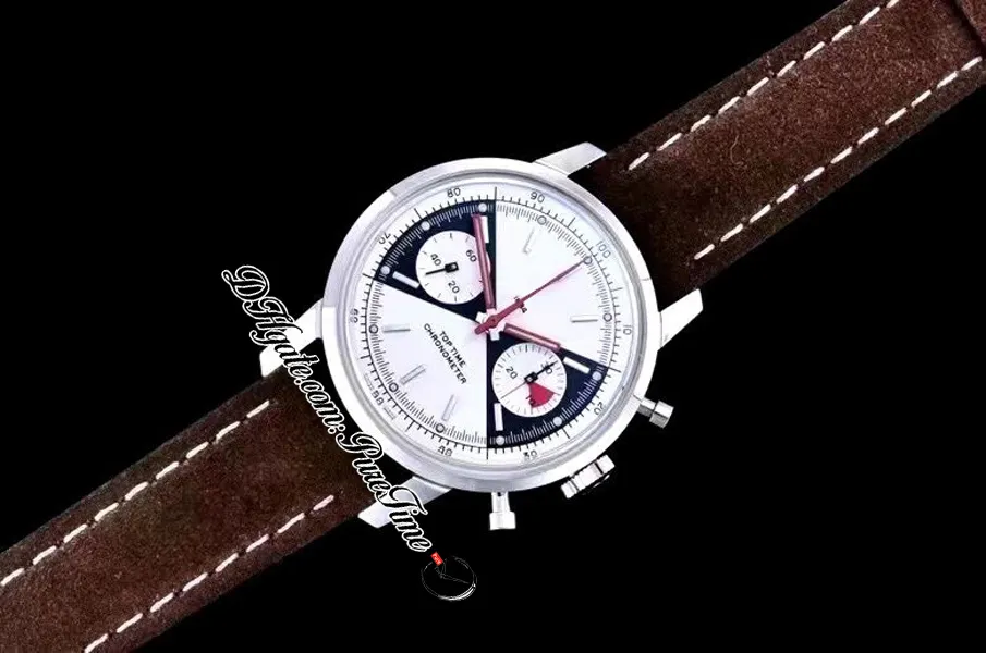 2020 NY GF Premier Top Time ETA A7750 Automatisk kronograf Mens Watch White Black Dial Brown Leather Edition 41mm PTBL Pure266B