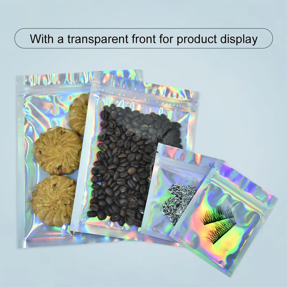 holographic ziplock bags 목욕 소금 소금 화장품 속눈썹 포장 가방 미니 알루미늄 호일 두꺼운 재사용 가능한 음식 보관 가방 2010212873937