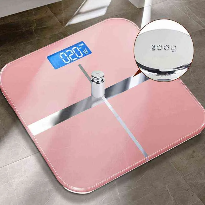 Rechargeable Weighing Scale Male and Female Usable Digital Weight Scale LCD Display Glass Smart Electronic Scale H1229