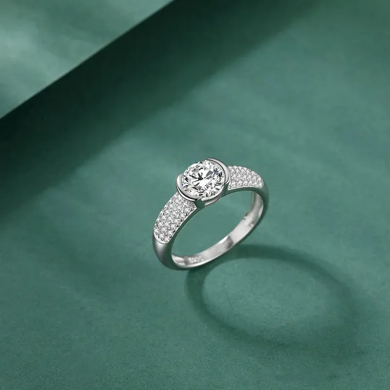 Новый Creative S925 Серебристый Платиновое моделирование Моассанит Простая мода Женщина Обращающаяся Свадьба Алмаз Кольца Подарок