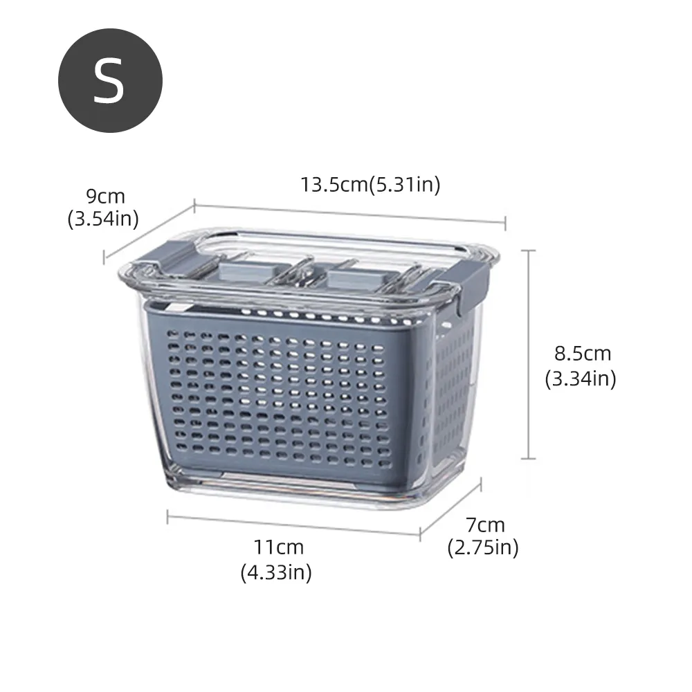 Multifunktionale Aufbewahrungsbox aus Kunststoff zum Waschen von Obst und Gemüse, Abflusskorb, Küchenkorb, Kühlschrank, Lebensmittelkonservierungsbox 201030219w