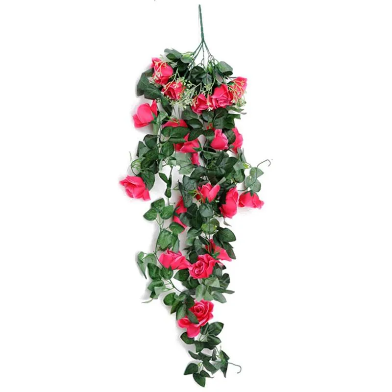 Non-Woven Fabric Simulation Rose Wall Hanging Vine Artificial Fake Flower Plant Hanging Basket Living Room Balcony Decoration2562