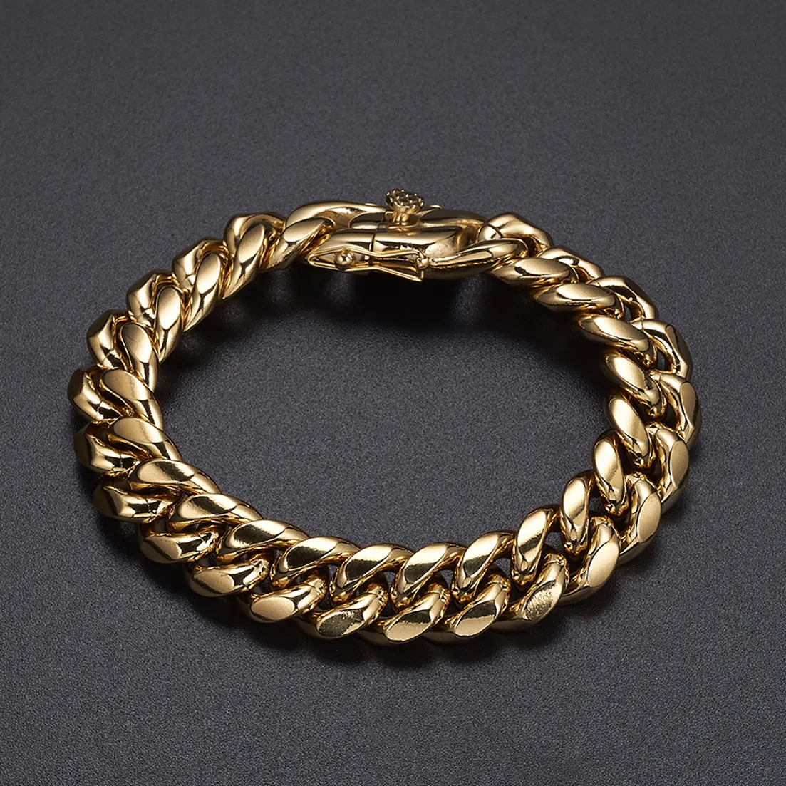 6mm 8mm 10mm 12mm 14mm 16mm 18mm Pulseira de corrente de aço inoxidável Homens Mulheres Bangle Miami Cuban Link Chains Pulseiras Dupla Segurança C306A