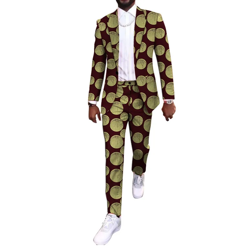 New Arrivals African Party Wears Customized Casual Mens Pant Suits Blazers Patch Trousers Ankara Fashion Male Wedding Garments W12243V