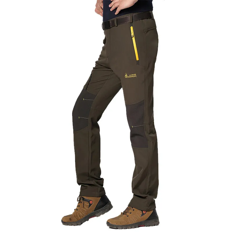 男性冬のズボン濃い温かい貨物パンツカジュアルフリーススウェットパンツ男性ハイキングトレッキング釣りキャンプ防水屋外ズボン201128